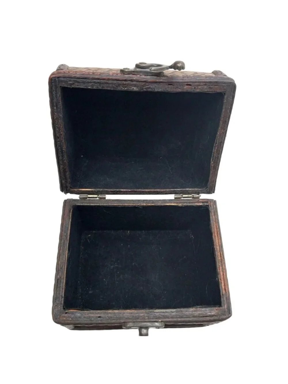 Vintage Decorative Woven Wooden Treasure Chest Storage Trinket Box Antique Style